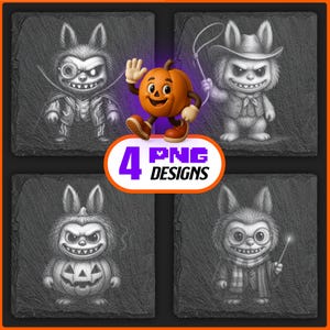 Monster Doll Halloween Laser Files PNG Bundle for Engraving Digital Download for Labu Slate Coaster, Glowforge, LightBurn, Commercial Use