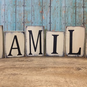 Family Blocks - Family signs - Family Decor - farmhouse Decor - wood shelf sitters