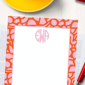Pink and Orange Monogram Geometric Note Pad,  Monogram Notes, Personalized Gift Note Pad, Custom Stationery, Small Notepad, Custom Gift