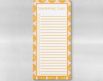 Pink Citrus Magnetic Note Pad, Oranges Grocery List, Custom Two Letter Monogram To Do List Note Pad, Preppy Kitchen Shopping List