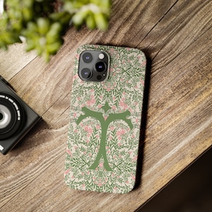Pink and Green Floral Chinoiserie Monogram Phone Case, Personalized iPhone Case, Custom Monogram Case, iPhone 16 Case, iPhone 15 Case