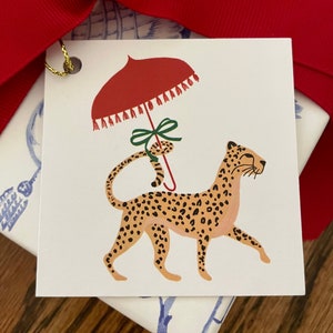 Christmas Cheetah Gift Tags, Personalized Chinoiserie Ginger Jar Christmas Gift Tags, Holiday Favor Tags, Custom Gift Tags, Animal Print