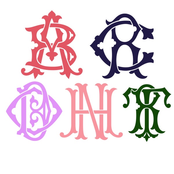 Two Letter Monogram Sticker, Couples Monogram, Custom Double Initials Monogram, Personalized Gift, Monogram Decal, Yeti Duogram