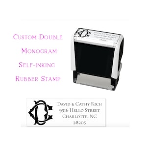 Custom Monogram Self Inking Return Address Stamp, 2 Letter Combined Couples Monogram Stamp, Personalized Address Stamp, Christmas Card Stamp
