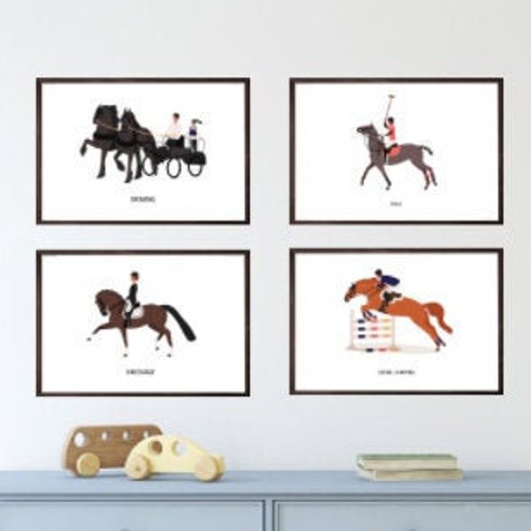 Horse Art Work, Show Jumping, Dressage, Eventing, Polo Wall Decor, Horse Lover Gift, Horse Design