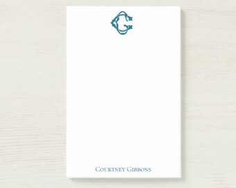 Custom Two Letter Monogram Post-it® Notes, Double Letter Monogram 4x6 Notes, Custom Monogram Notes, Custom Stationery, Teacher Gift