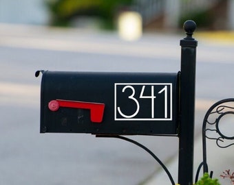 Mailbox Number Stickers with Border, Sans Serif Mailbox Number Decal, Lucinda Grande Custom Mailbox Numbers Decal, Modern Number Font