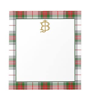 Personalized Tartan Plaid Note Pad, Plaid Monogram Note Pad, Custom Two Letter Monogram Sticky Notes, Christmas Gift