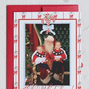 Grandmillenial Candy Cane Custom Photo Christmas Card, Blue and White Winter Personalized Printed Holiday Card, Cute Candy Christmas Card