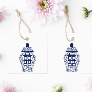 Ginger Jar Gift Tags, Blue and White Chinoiserie Gift Tags,  Favor Tags, Blue and White Tags,