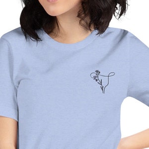 Floral Uterus Embroidered T Shirt, Pro Choice Support Shirt, Women&#39;s Body Unisex T Shirt, Reproductive Rights, Roe Vs. Wade