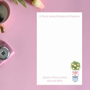 Un mot de maman/papa/parent/, fillette à l'intention du professeur, cadeau pour maman, cadeau pour papa, bloc-notes topiaire chinoiseries, notes Post-it® pour la rentrée