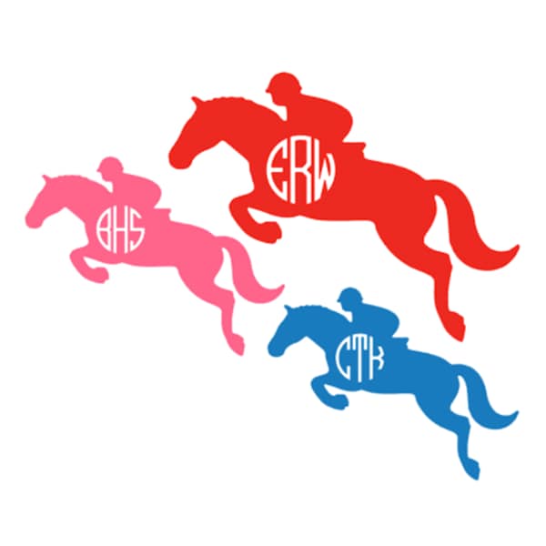 Horse Monogram Vinyl Sticker, Jumper Monogram Decal, Custom Equestrian Monogram, Free Shipping Monogram Decal, Monogram Vinyl Horse Sticker