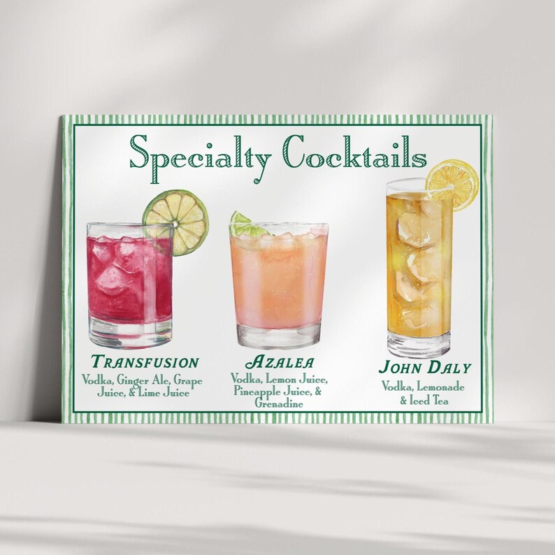 Transfusion Cocktail Sign Masters-inspired Golf Tournament Bar Sign | Customizable Golf Specialty ...