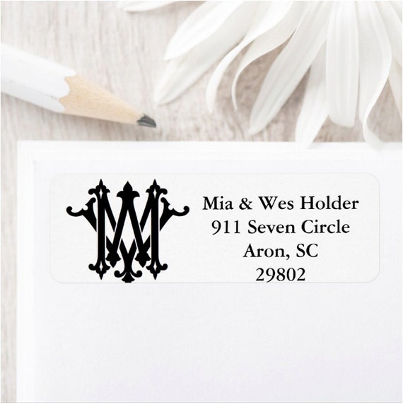 Custom Two Letter Monogram Return Address Labels Double - Etsy