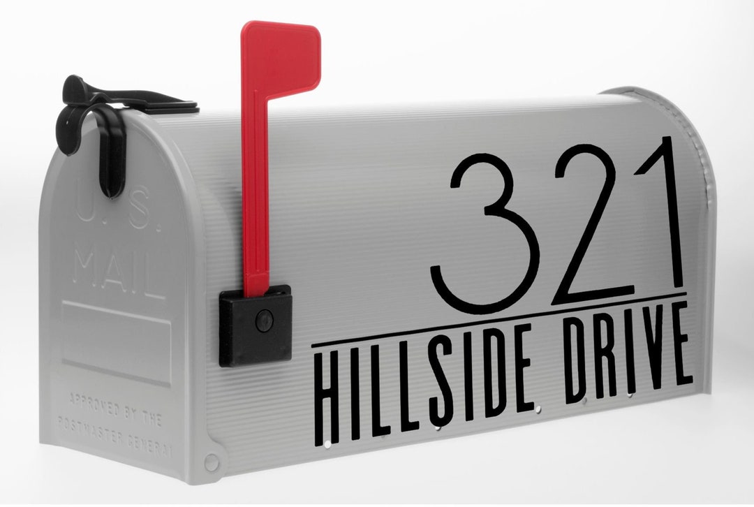 Set of Custom Craftsman Style Mailbox Numbers With Street Address Decal