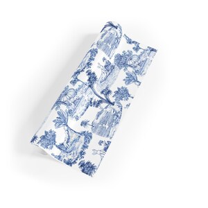 Blue and White Toile Wrapping Paper, Bunny Rabbit Toile Chinoiserie Gift Wrap, Easter Wrapping Paper, Blue and White Floral Paper 画像 9