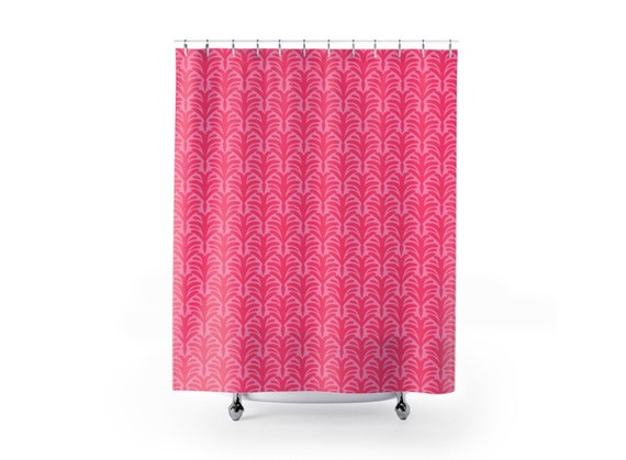 Pink Shower Curtain, Hot Pink and Light Pink Shower Curtain, Preppy Pink Pattern Shower