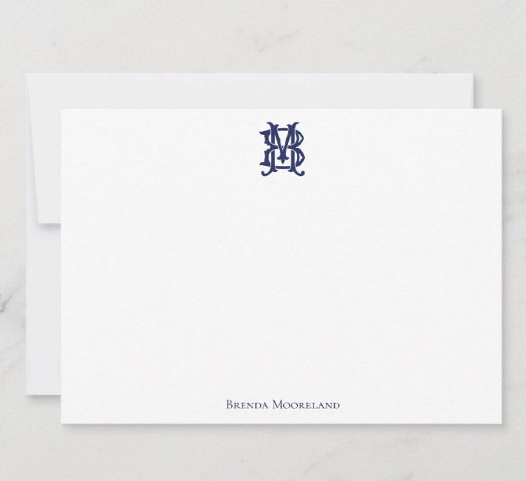 Custom Two Letter Monogram Stationery, Custom Stationery Card ...