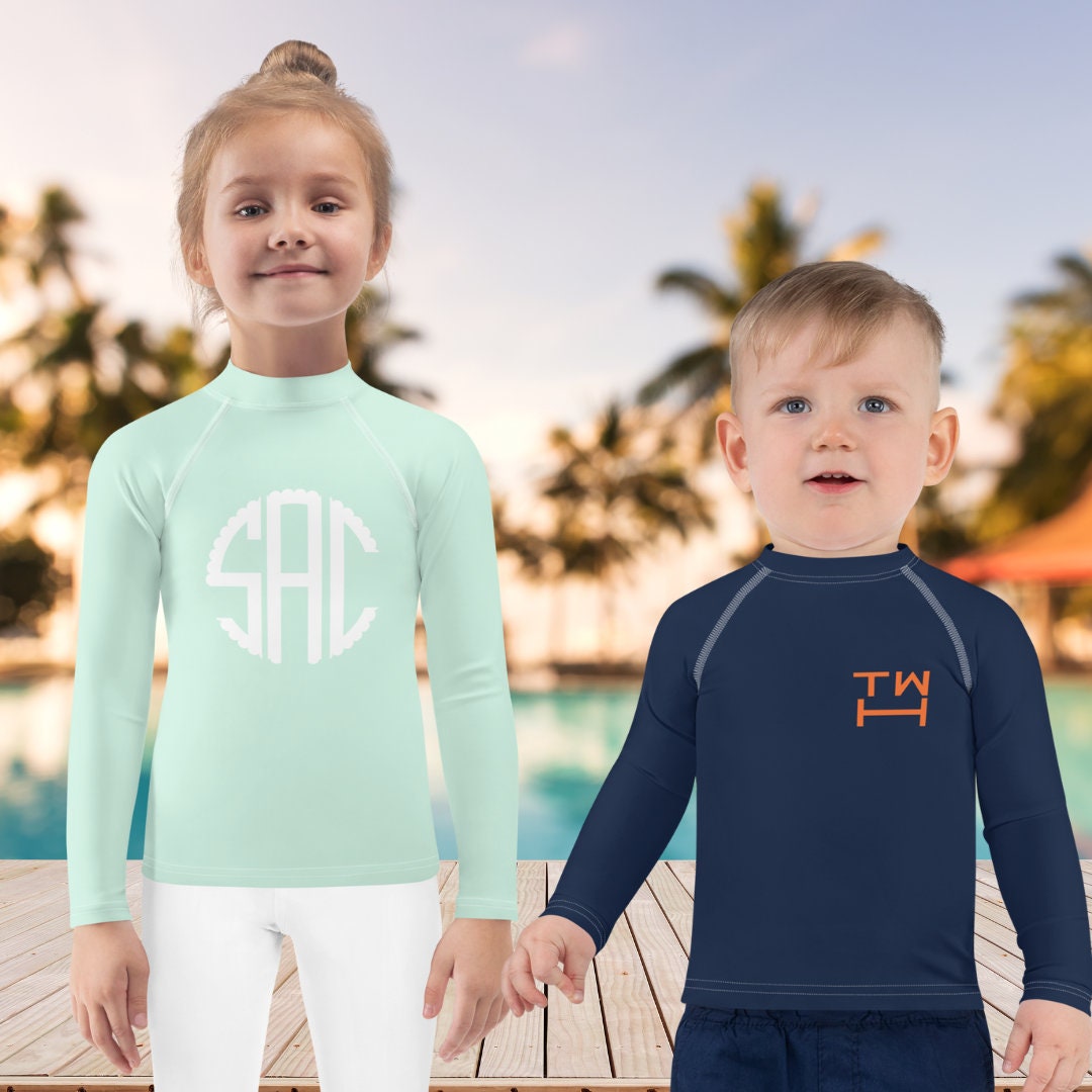 Kid's Monogram Swim Shirt, Personalized Swimwear, Toddler Monogram Rash