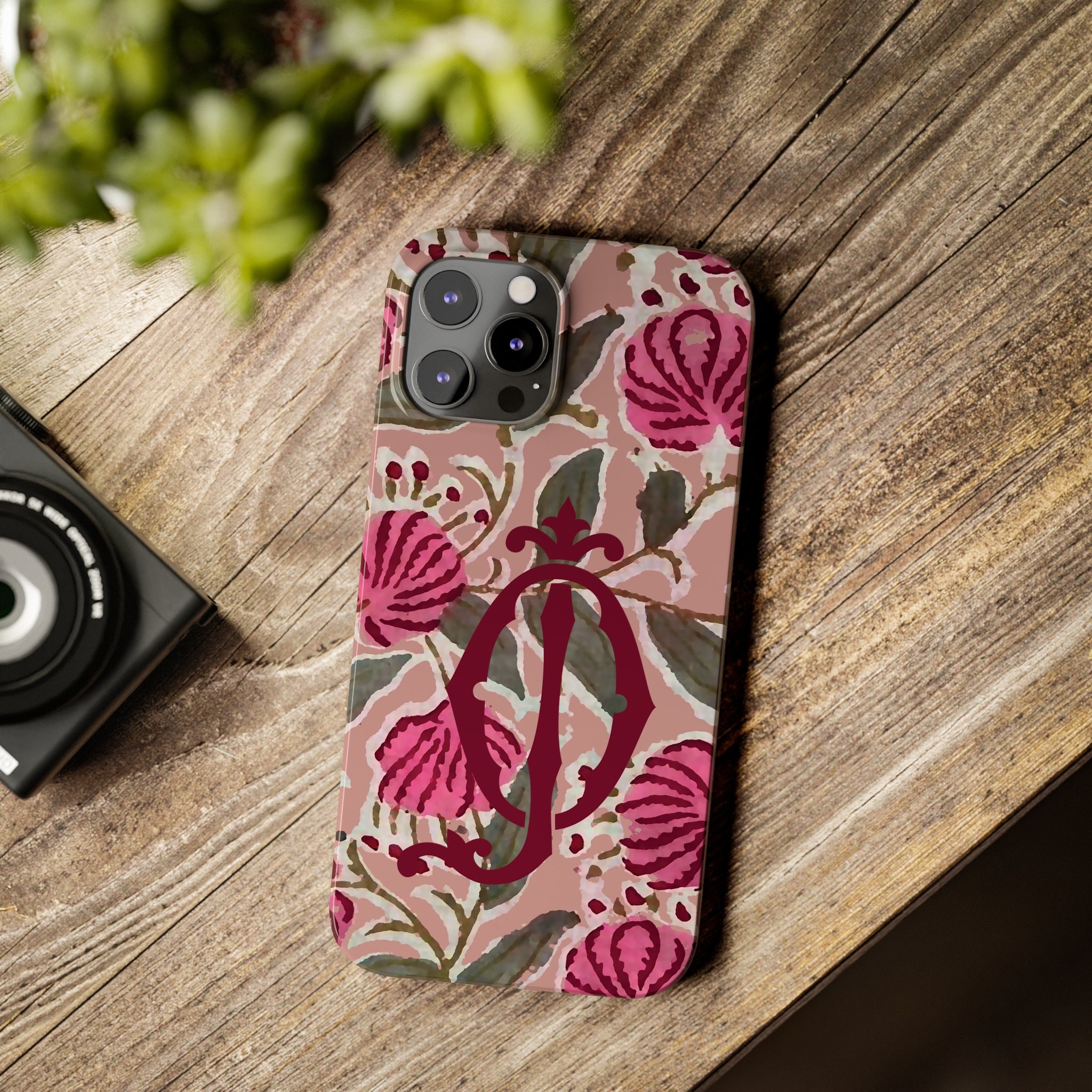 Pink Floral Block Print Phone Case, Colorful Personalized Pink Floral Block Print Phone Case, Colorful Personalized