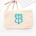 Custom Monogram Canvas Zip Pouch, Monogram Pouch, Custom Pencil Case ...