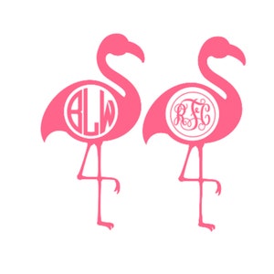 Flamingo Monogram Vinyl Decal Sticker, Custom Flamingo Block Monogram Decal, Flamingo Sticker, Permanent Initials Sticker, Summer Sticker,