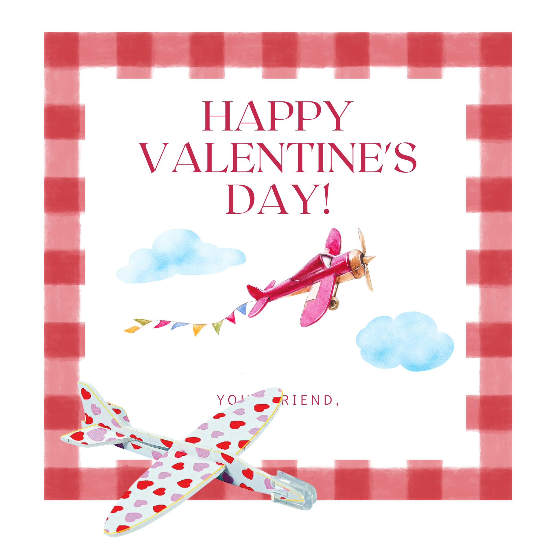 Airplane Valentine Card With Toy Toy Airplane Valentines Day Etsy UK