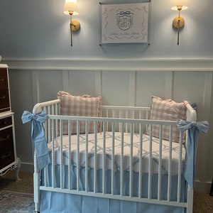 Pima Crib Sheet - Blue Bow Bouquet