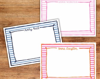 Personalized Colorful Striped Note Card Set | Custom Bright Color Stationery | Kid's Thank You Notes | Family Cards | Custom Gifts
