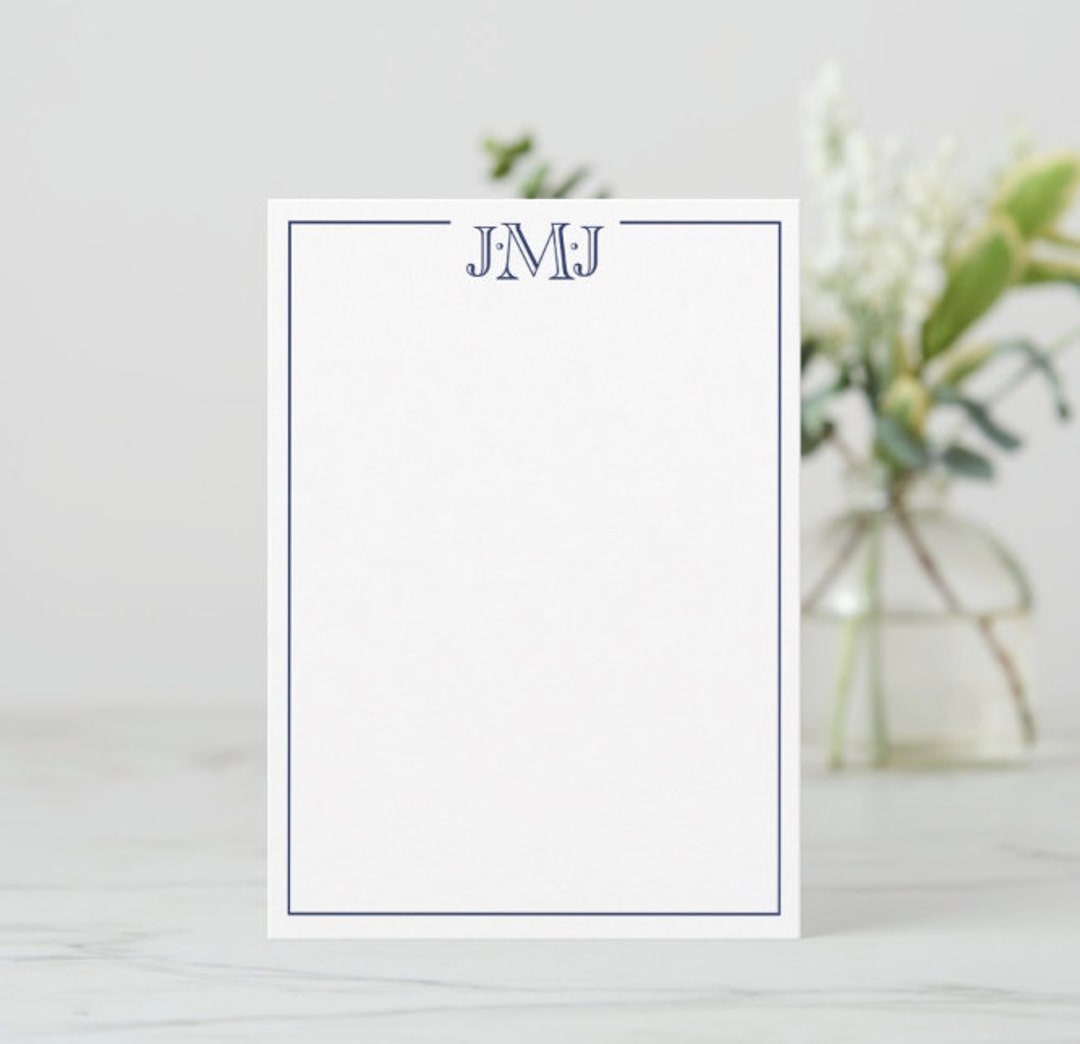 Men's Personalized Stationery Cards, Custom Monogram Note Cards ...