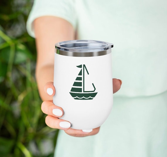 Sail Boat Monogram Sticker, Nautical Boat Decal Monogram, Custom Color Monogram, Personalized Gift, Monogram Decal, Yeti Monogram