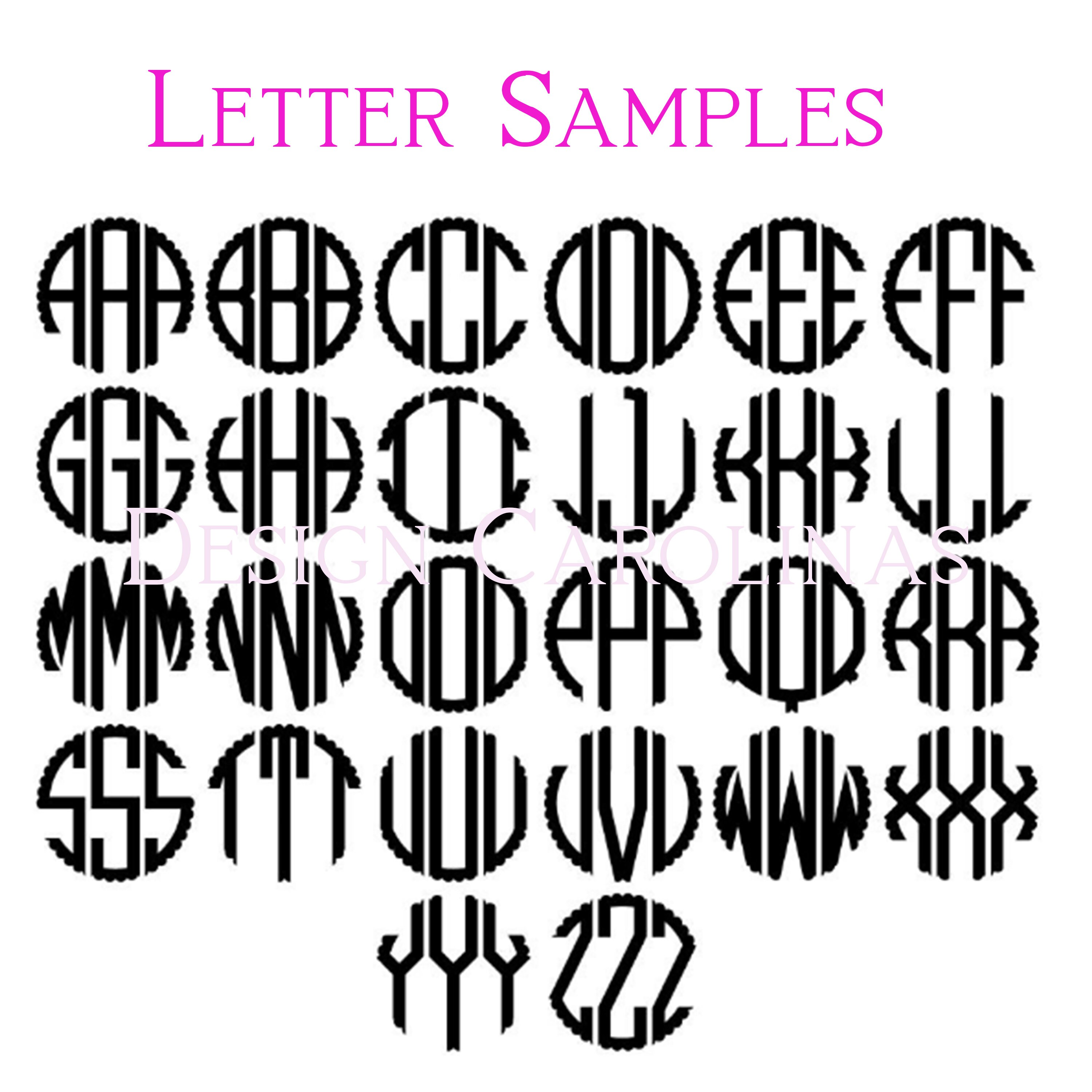 Scalloped Block Monogram Vinyl Decal, Custom Block Initials Vinyl ...