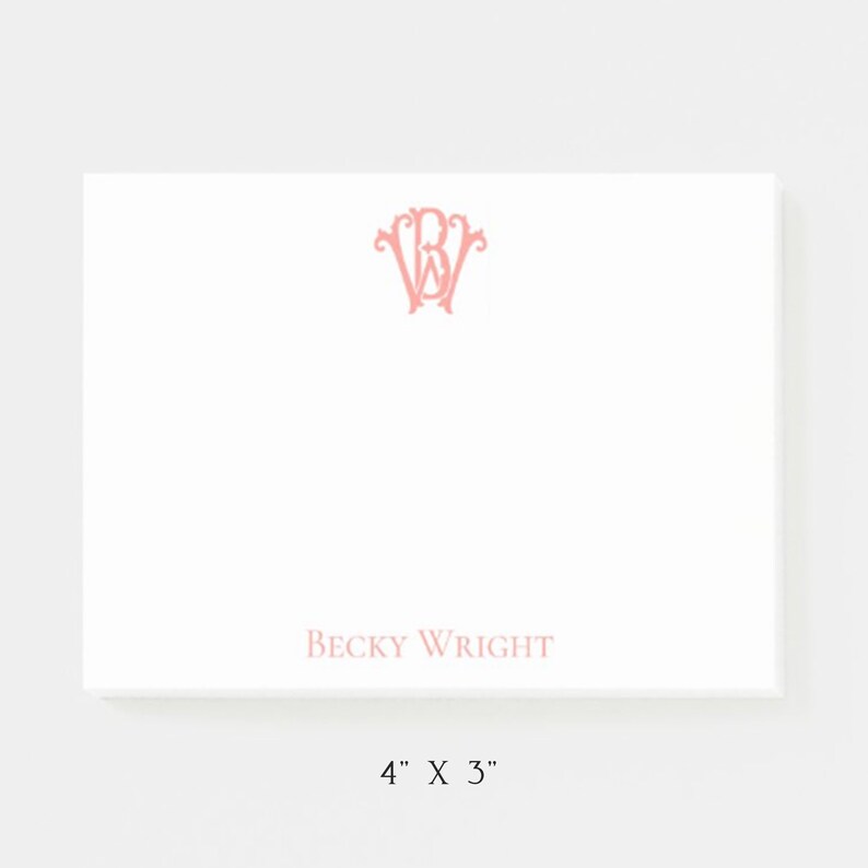 Custom Two Letter Monogram Small Post-it® Notes, Double Letter Personalized 3 x 3 Sticky Notes, Custom Stationery, Teacher Gift, Notepad image 5