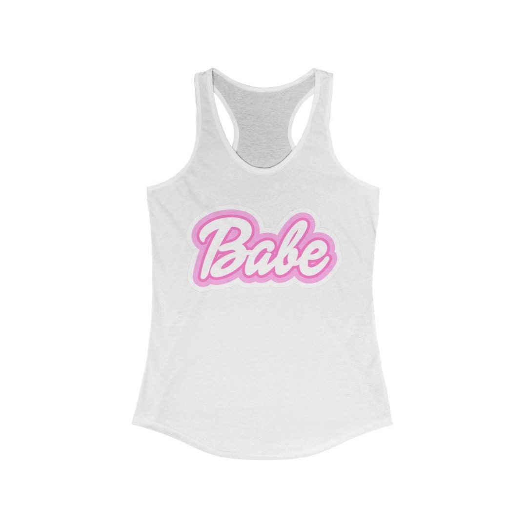 Babe Tank Top Women's Graphic Racerback Tank Top Pink - Etsy