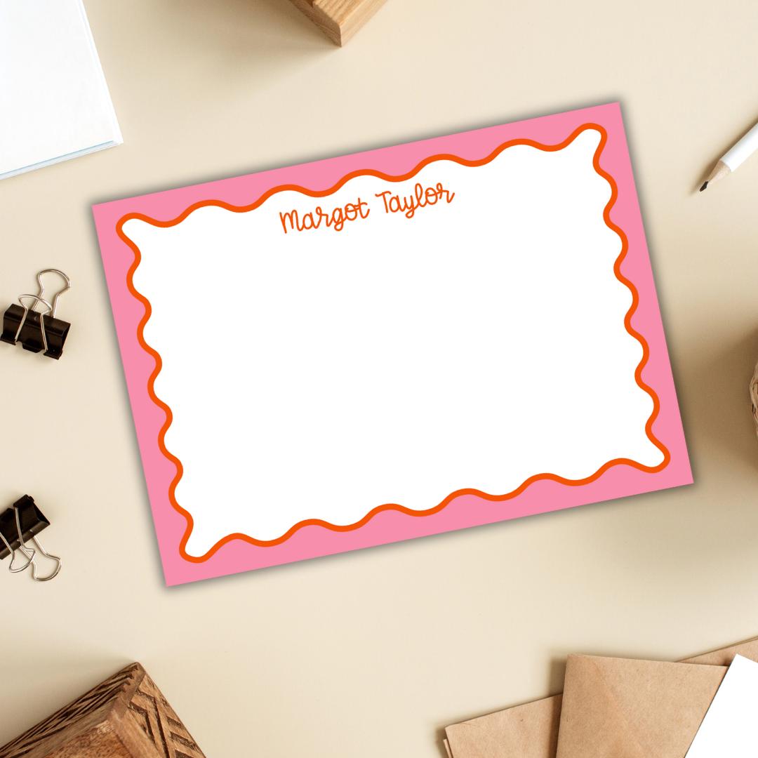 Personalized Scalloped Stationery | Custom Name Note Cards | Classic ...