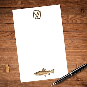 Custom Brown Trout Note Pad | Personalized Fly Fishing Notepad | Monogram Gift for Him | Masculine Notepad Bild 6