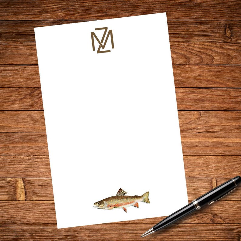 Custom Brown Trout Note Pad | Personalized Fly Fishing Notepad | Monogram Gift for Him | Masculine Notepad Bild 6