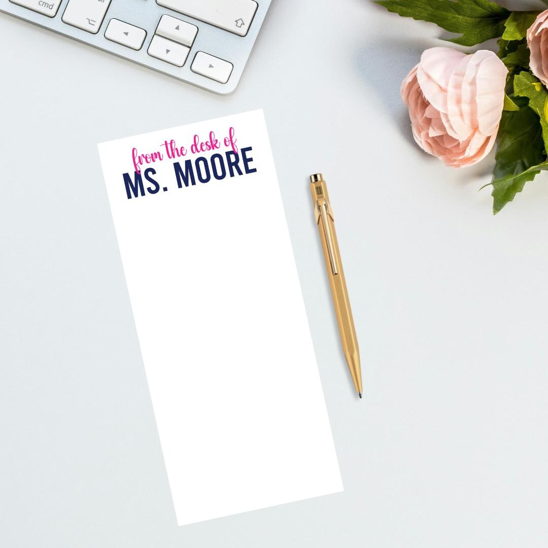 Personalized From the Desk of Name Notepad, Custom Two Color Full Name ...