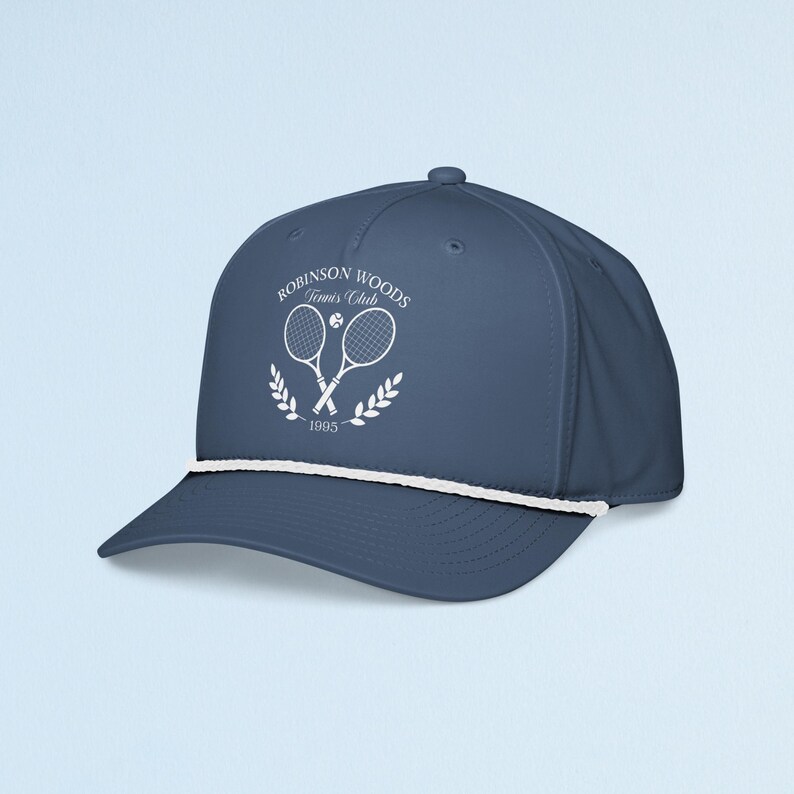 Custom Tennis Club Hat, Blue & White Rope Hat with Custom Tennis Club Crest Hat, Personalized Preppy Country Club Hat bild 3