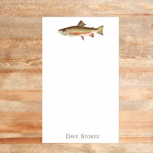 Brook Trout Custom Note Pad, 5.5 x 8.5 Monogram Fly Fishing Notepad, Personalized Gift Note Pad, Custom Stationery, Father's Day Gift