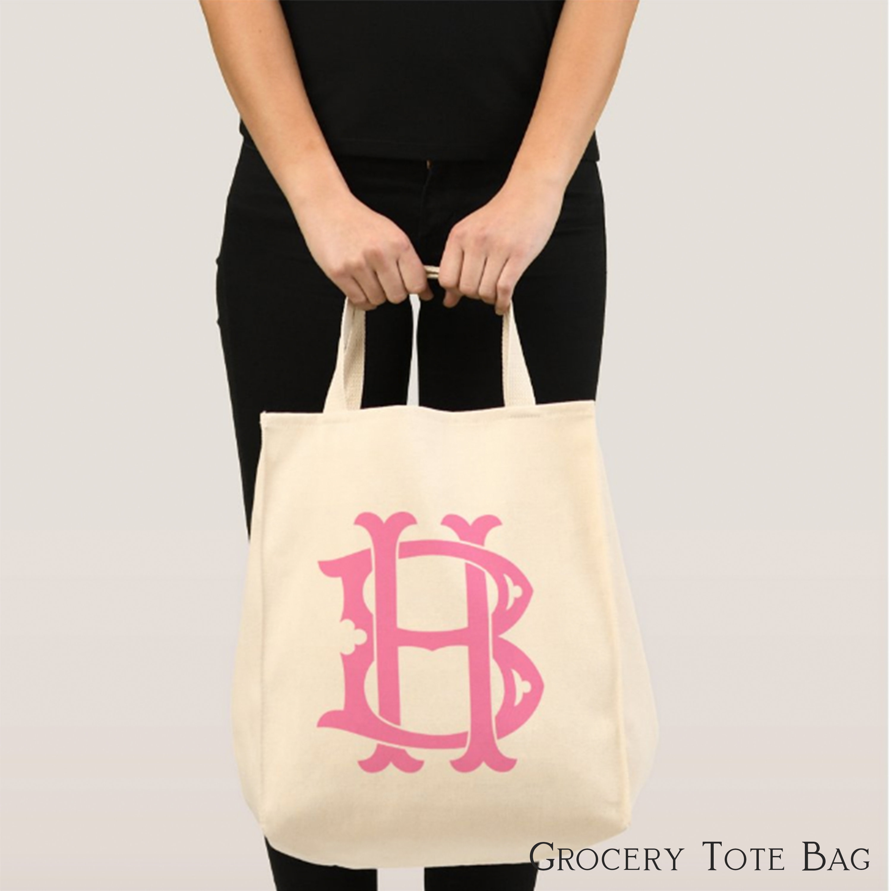 Bolso De Mano De Arpillera Personalizado Con Cinta Monogramada Para