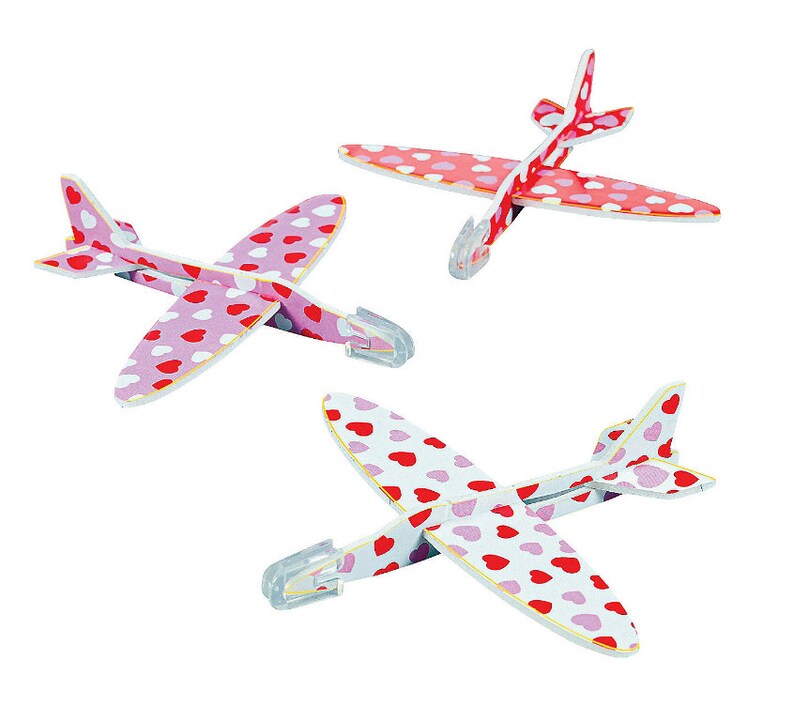 Airplane Valentine Card with Toy Toy Airplane Valentines Day Etsy