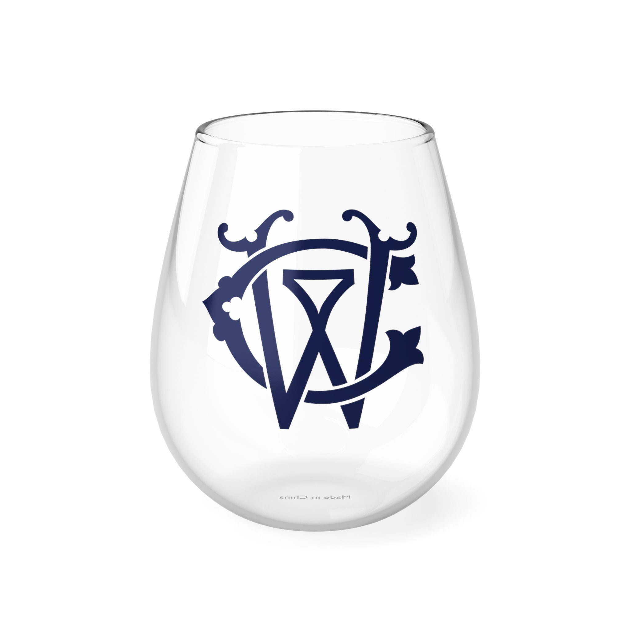 Personalized Stemless Wine Glasses - Monogram