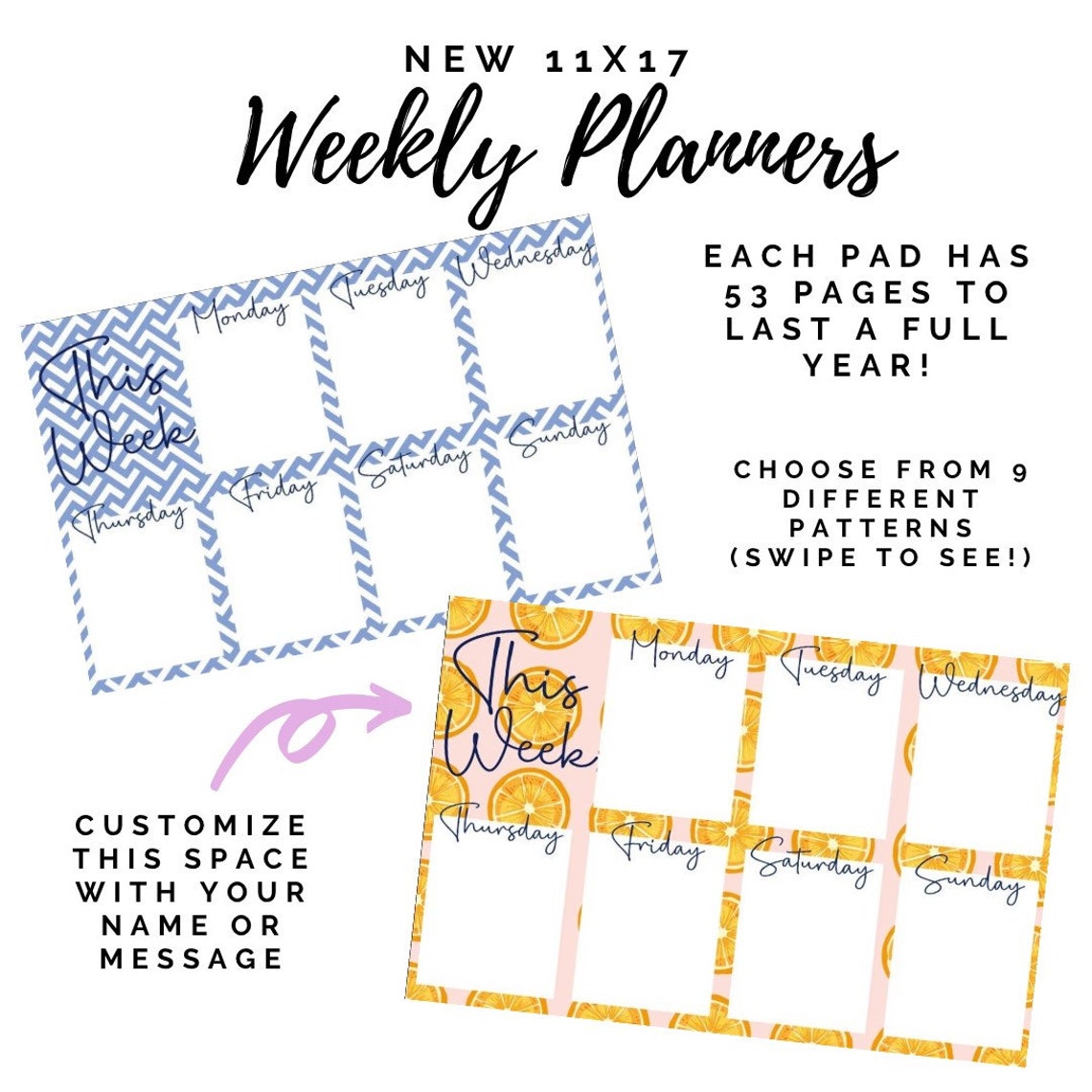 Custom Weekly Planner Family To Do List Preppy Note Pad Etsy