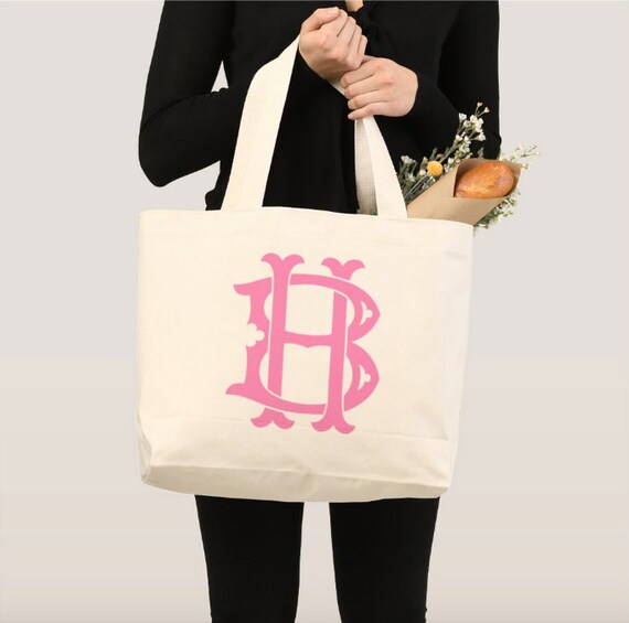 initial canvas tote bag