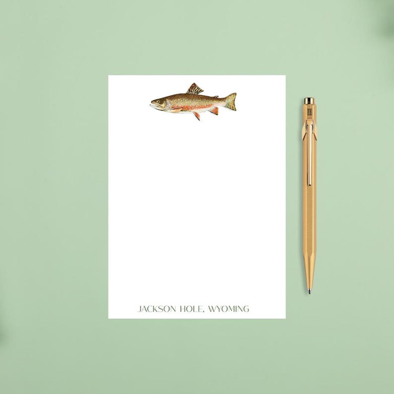 Custom Brown Trout Note Pad | Personalized Fly Fishing Notepad | Monogram Gift for Him | Masculine Notepad Bild 2