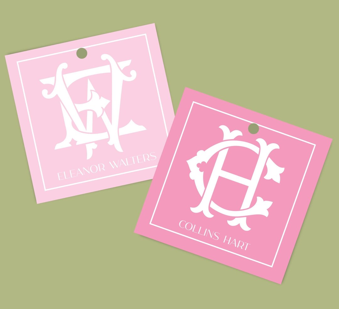 Monogram Tag Custom Monogram Gift Tags | Personalized 2 Letter Monogram Tags ...