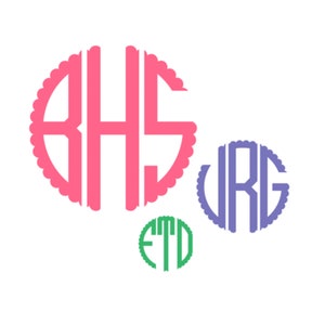 Scalloped Block Monogram Vinyl Decal, Custom Block Initials Vinyl Sticker, Custom Monogram Sticker, Preppy Car Monogram, Laptop Sticker