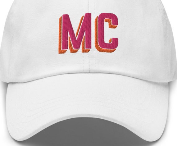 【 】Micro Monogram Embroidered Block Cap_BLUE Monza T and M, TM MT Embroidery Monogram Design - Anamored